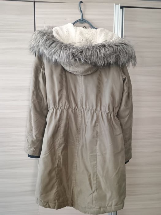 Długa parka płaszcz khaki