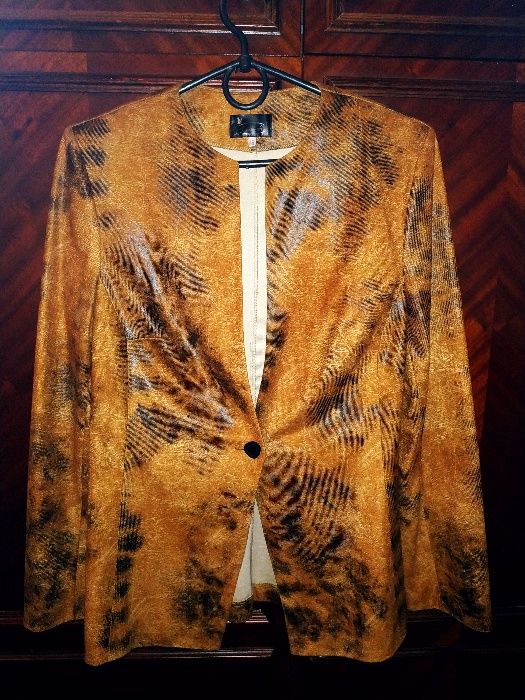 Жіночий рудо-коричнево-чорний піджак у ретро-стилі