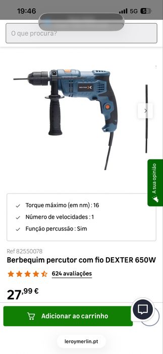 Barbequim percutor com fio Dexter 650w