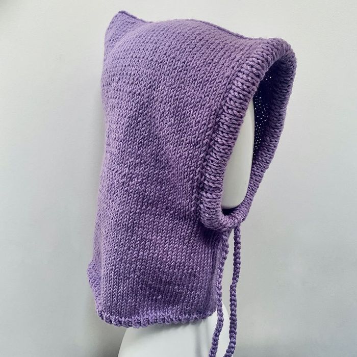 Balaclava oversize kominiarka kaptur zamiast czapki z merino liliowa