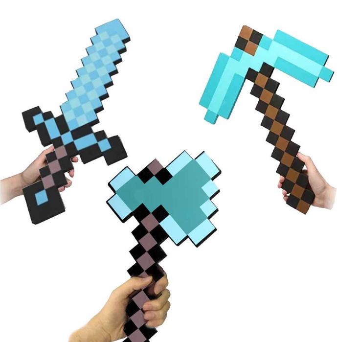 Игрушка Меч Алмазный 60см и Кирка Алмазная 45см Майнкрафт Minecraft