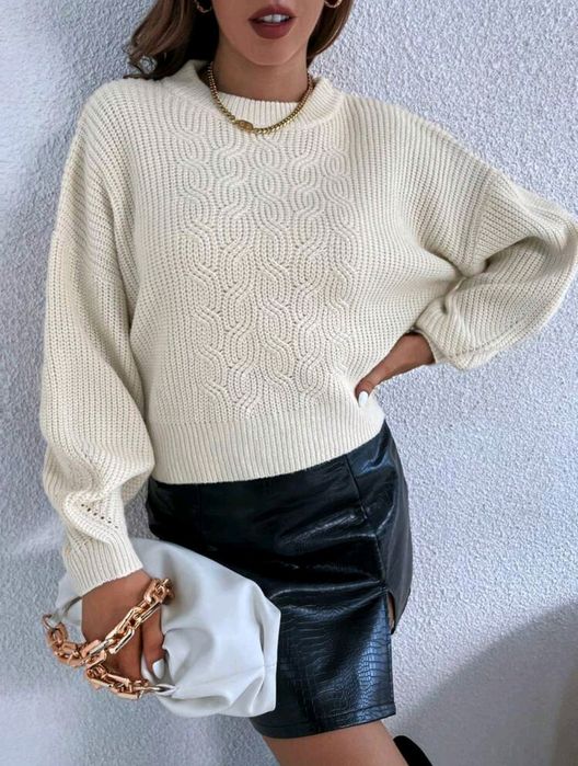 SHEIN LUNE Suéter Feminino De Ombro Caído De Cor Pura