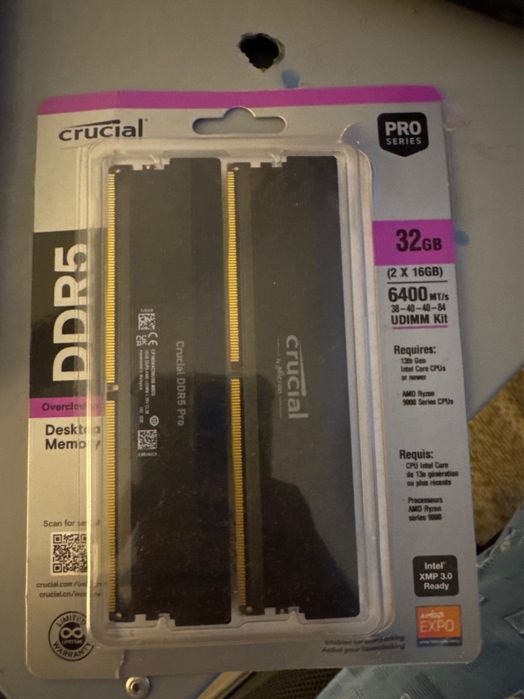 Crucial Kit Pro DDR5 RAM 64GB (2x16GB) 6400MHz