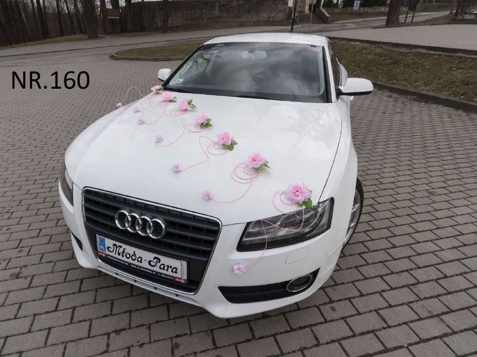 Dekoracja na samochód ozdoba,KOLOR PUDROWY RÓŻ-Stroik Ślub/wesele 160