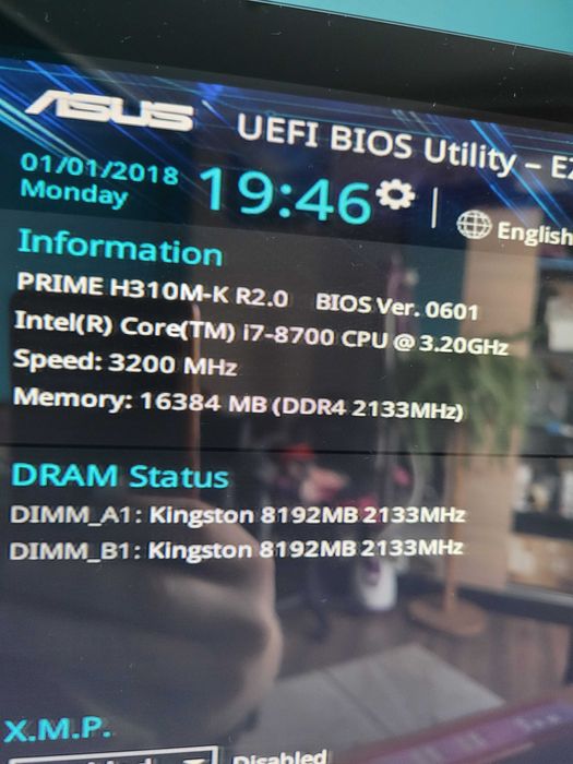 Intel Core i7-8700, Asus PRIME H310M-K R2.0, 16 GB DDR4 Kingston HYPER