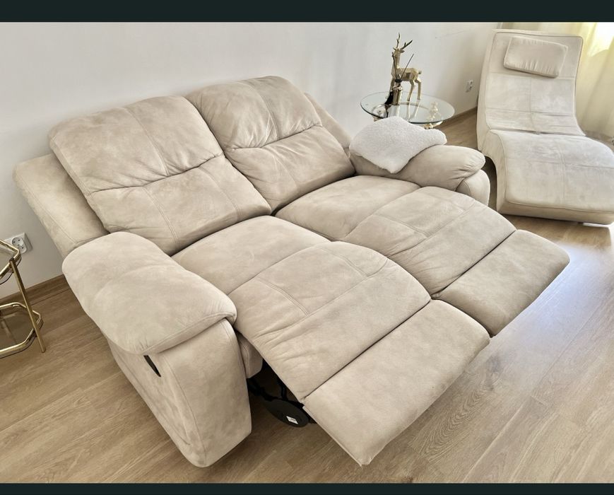 Kanapa sofa mała relax beż wyprana