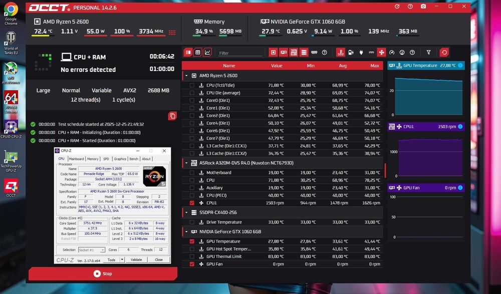 Ryzen 5 2600/ GTX1060 6Gb/ 16Gb  DDR4 SSD игровой компьютер ПК