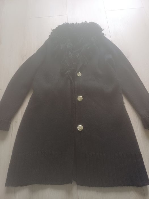 Sweter gruby ciepły wełniany rozmiar 5 XL z paskiem stan bardzo dobry