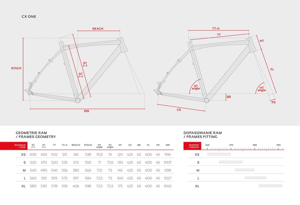 Rama przełajowa Accent CX-ONE bordowa XS/S/M/L/XL