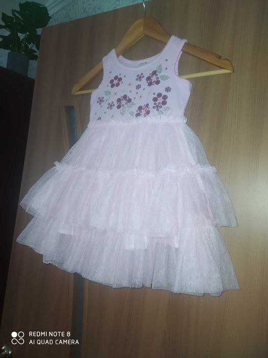 Дитяча святкова сукня, 1,5-2 роки. Рожева. Фатін.