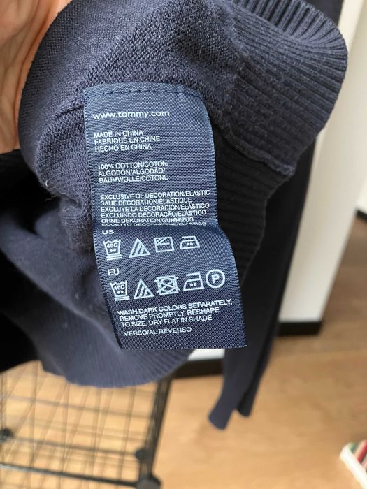 Tommy Hilfiger granatowy sweter golf bawełna premium