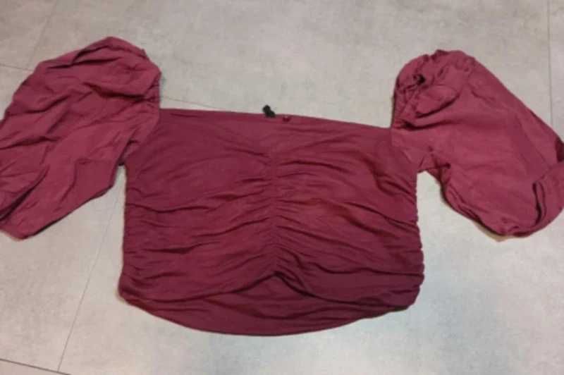 Crop top damski burgundowy