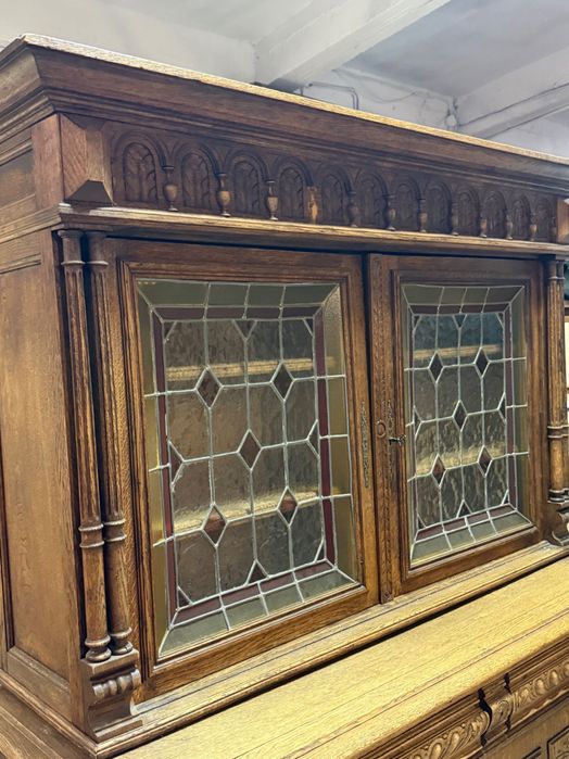 Eklektyczny kredens z Francji | Komoda + witryna witraże DOWÓZ