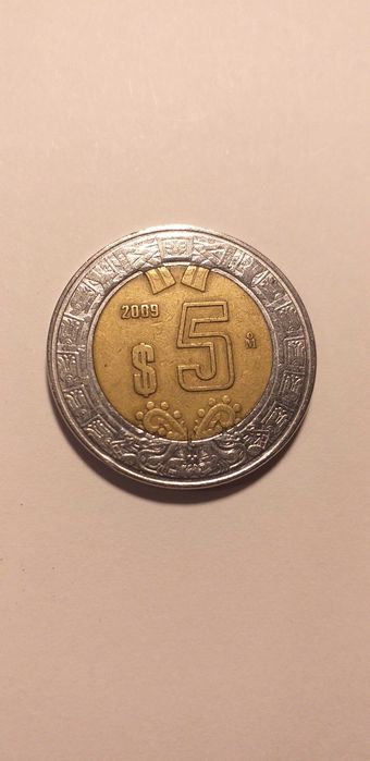 Moeda Bi-Metálica 5 pesos Mexicanos 1987
