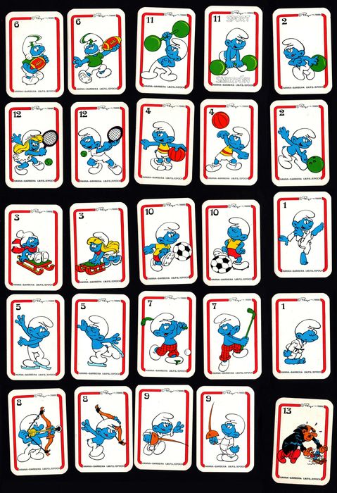 Kolekcjonerskie karty do gry Smerfy komplet Peyo 1989 Hanna Barbera vintage retro PRL