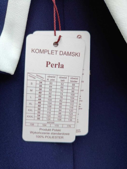 Wizytowy komplet damski Perła Gregor granatowy sukienka i żakiet