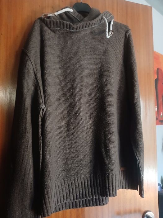 Camisola de capucho castanho xl homem