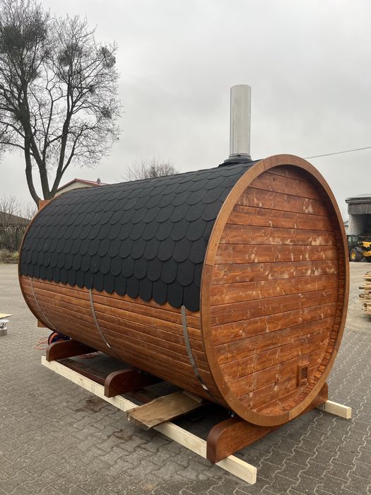 Sauna Ogrodowa Beczka 300cm z Przedsionkiem + Piec