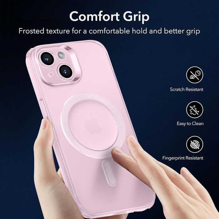 ESR Protective Phone Case MagSafe etui iPhone 15 Plus pół mat różowe
