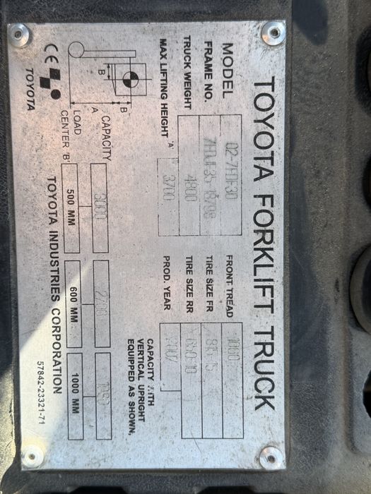 Wózek widłowy Toyota Diesel Paletyzer Przedłużki SAS