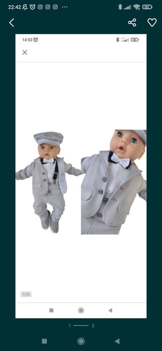 Elegancki komplet na chrzest 74 kolor szary