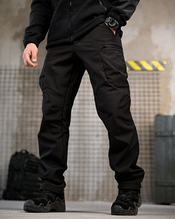 Тактичні якісні зимові штани софтшел DRAFT висока талія чорні