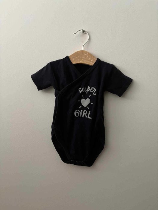 Body Super Girl r. 68 cm krótki rękaw granatowe bawełna