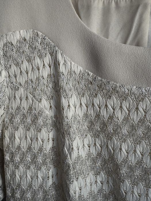 Elegancki kremowy komplet sukienka i marynarka XL Elis