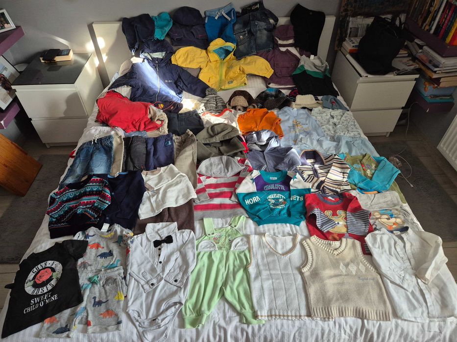 Paka paczka ubranek wyprawka 60szt, 74cm, 80cm, 86cm chłopiec/uniseks