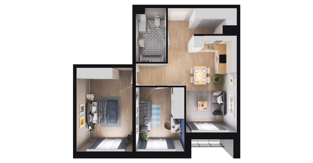 3-pokojowe mieszkanie 55m2 + loggia