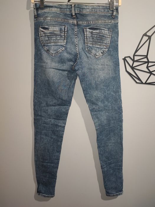 Spodnie jeansowe, jeansy z zamkami przy nogawkach Denim 36