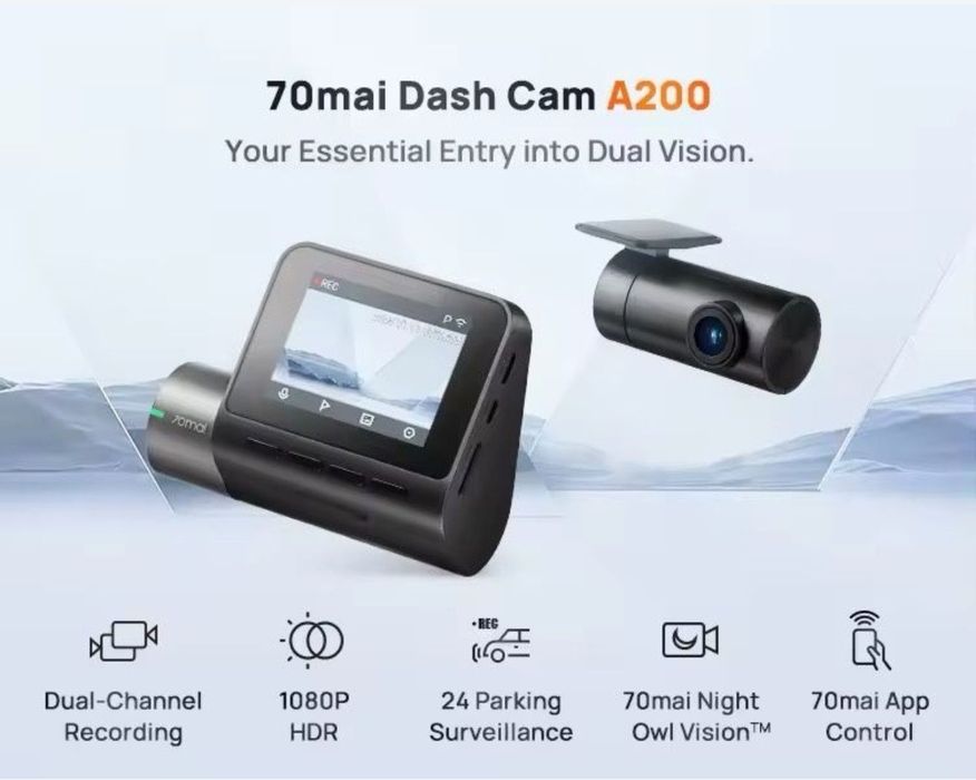 Автомобільний відеореєстратор Xiaomi 70mai Dash Cam A200 + задня камера