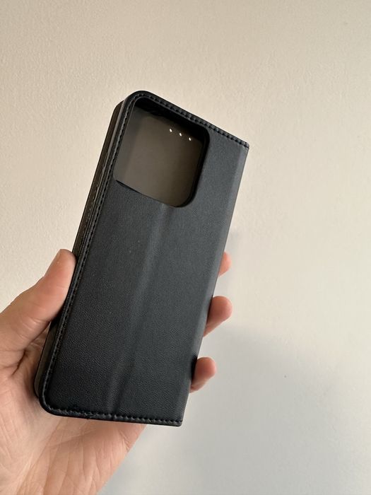 Etui z klapką czarne zamykane + SZKŁO do MOTOROLA MOTO G86
