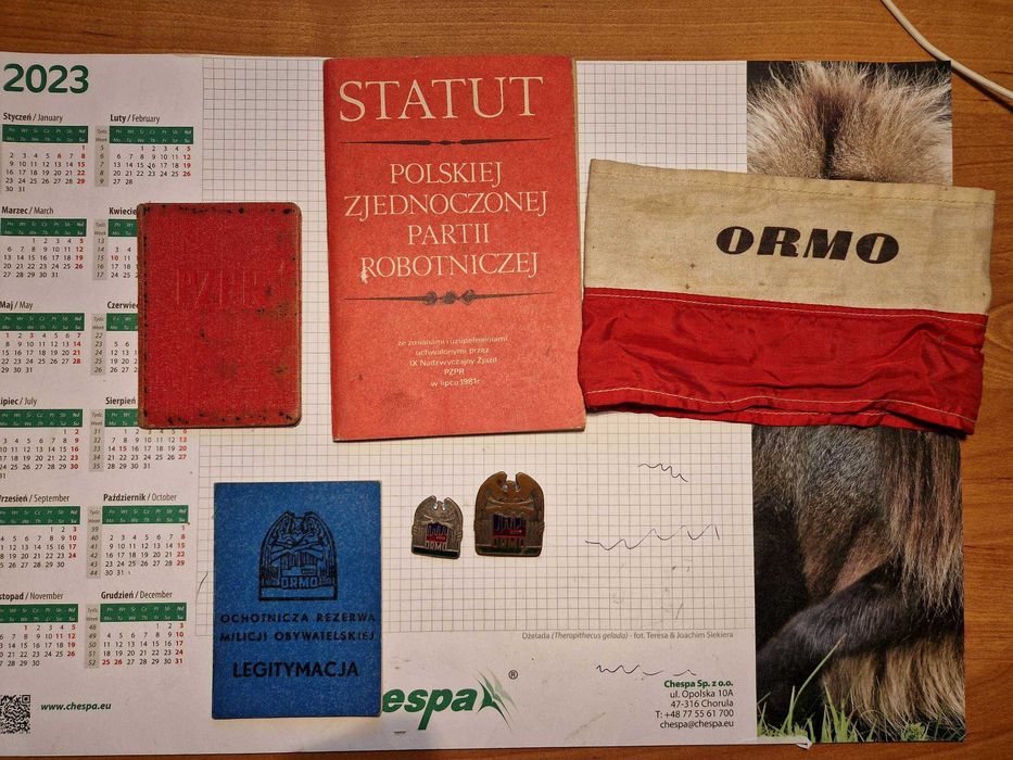 Zestaw ORMO legitymacja, odznaki, opaska