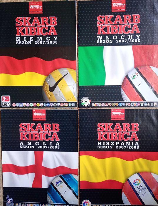 Skarb kibica (4 sztuki) sezon 2007/2008 Premier League,Serie A,Primera Division, Bundesliga