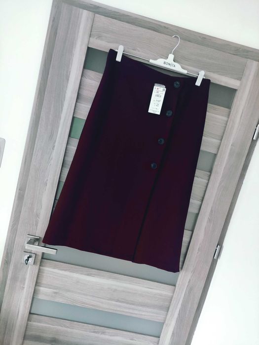 Bordowa trapezowa spódnica midi Reserved roz 40