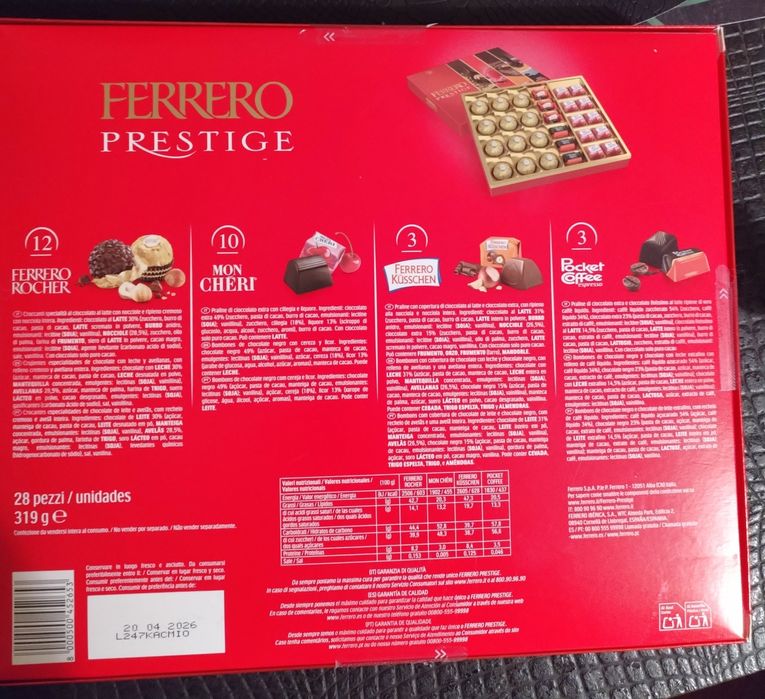 Caixa 28x chocolates Ferrero Rocher prestige, 319g