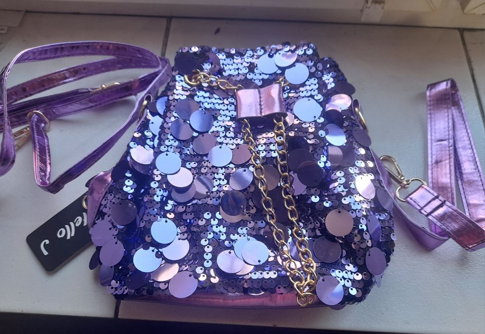 Torebka wizytowa worek cekiny dwa paski do wyboru. Piękna