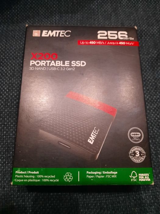 Nowy dysk ssd przenośny EMTEC X200 256G I zasilacz rm750b