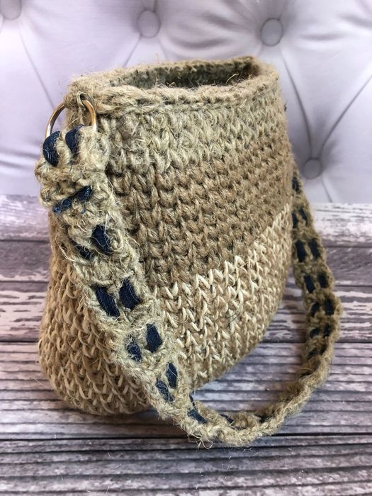 Koszyk torebka ręcznie robiony hand made o bag jeans lato pleciony