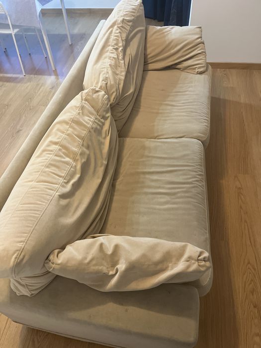 Sofá 3 Lugares Bege/Castanho