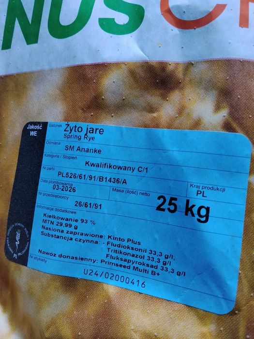 Sprzedam żyto jare