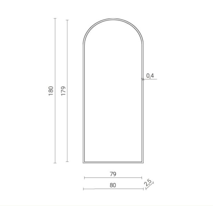 Espelho de pé preto 180x80 Novo