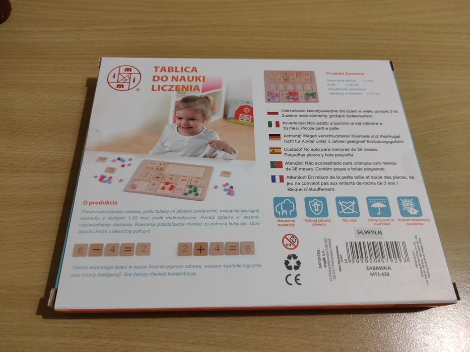 Tablica do nauki liczenia montessori drewno
