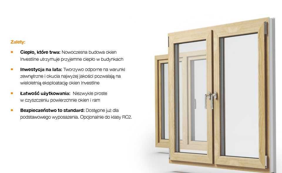 OKNA PCV 80mm 3 SZYBY System Investline Super CIEPŁE 150x150 RU