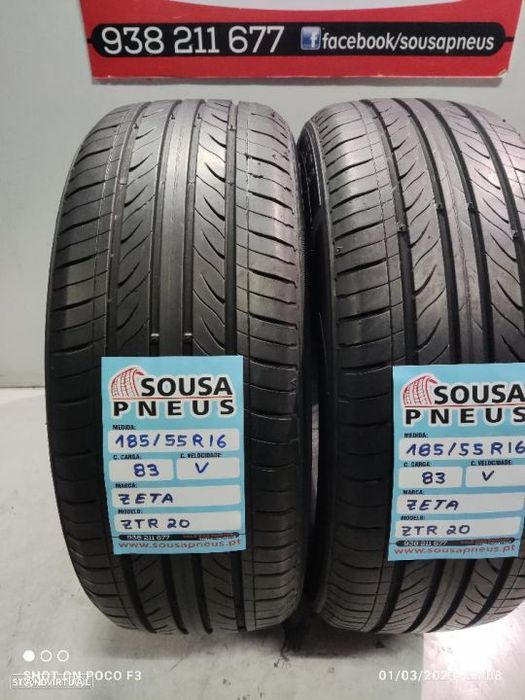 2 pneus semi novos 185-55r16 zeta - oferta dos portes