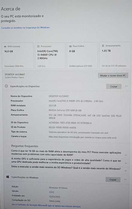 PC Gaming i5-9400F | GTX 1080 8GB | 16GB RAM