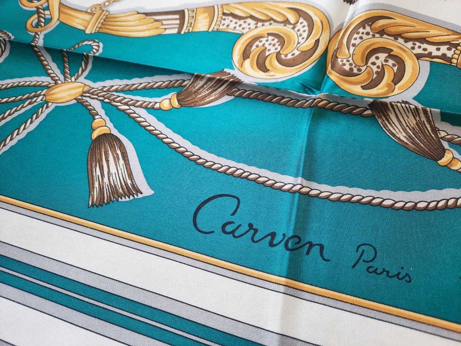 Carven Paris - jedwabna chusta 100% silk, vintage, Made in Italy