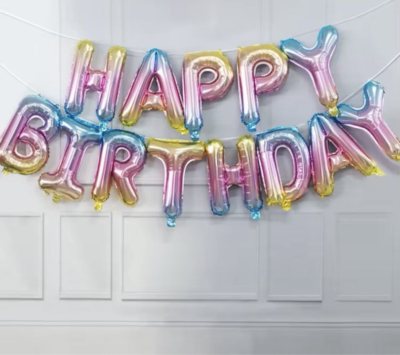 Кульки надувні Happy Birthday різнокольорові