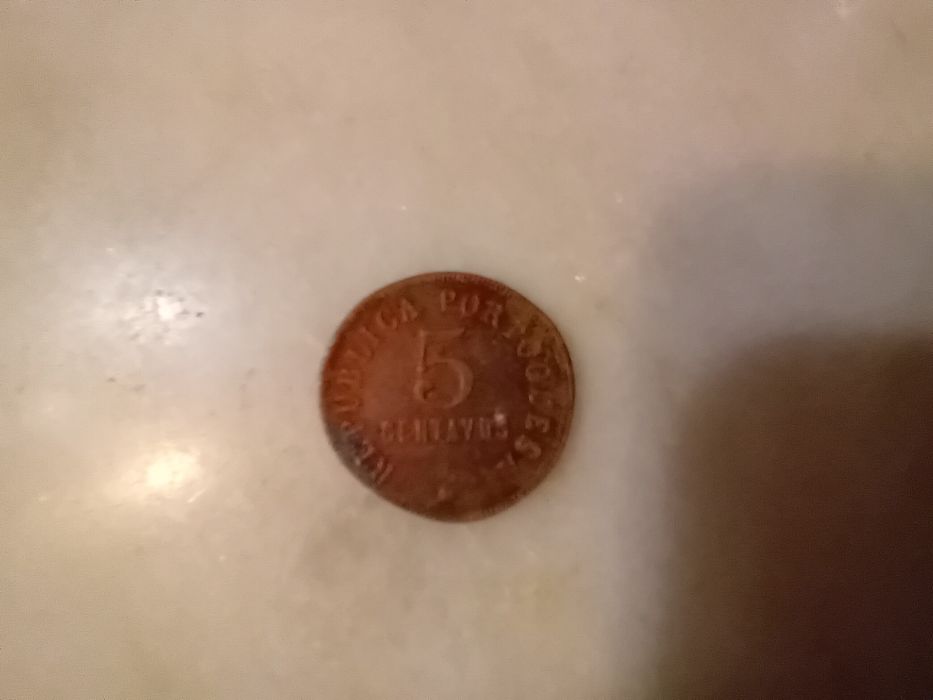 Moeda Antiga 5 Centavos Angola 1922